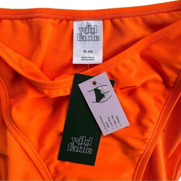 Women's Tab Side Cheeky Bikini Bottom - Wild Fable Orange  XL (16) NWT - Picture 2 of 7
